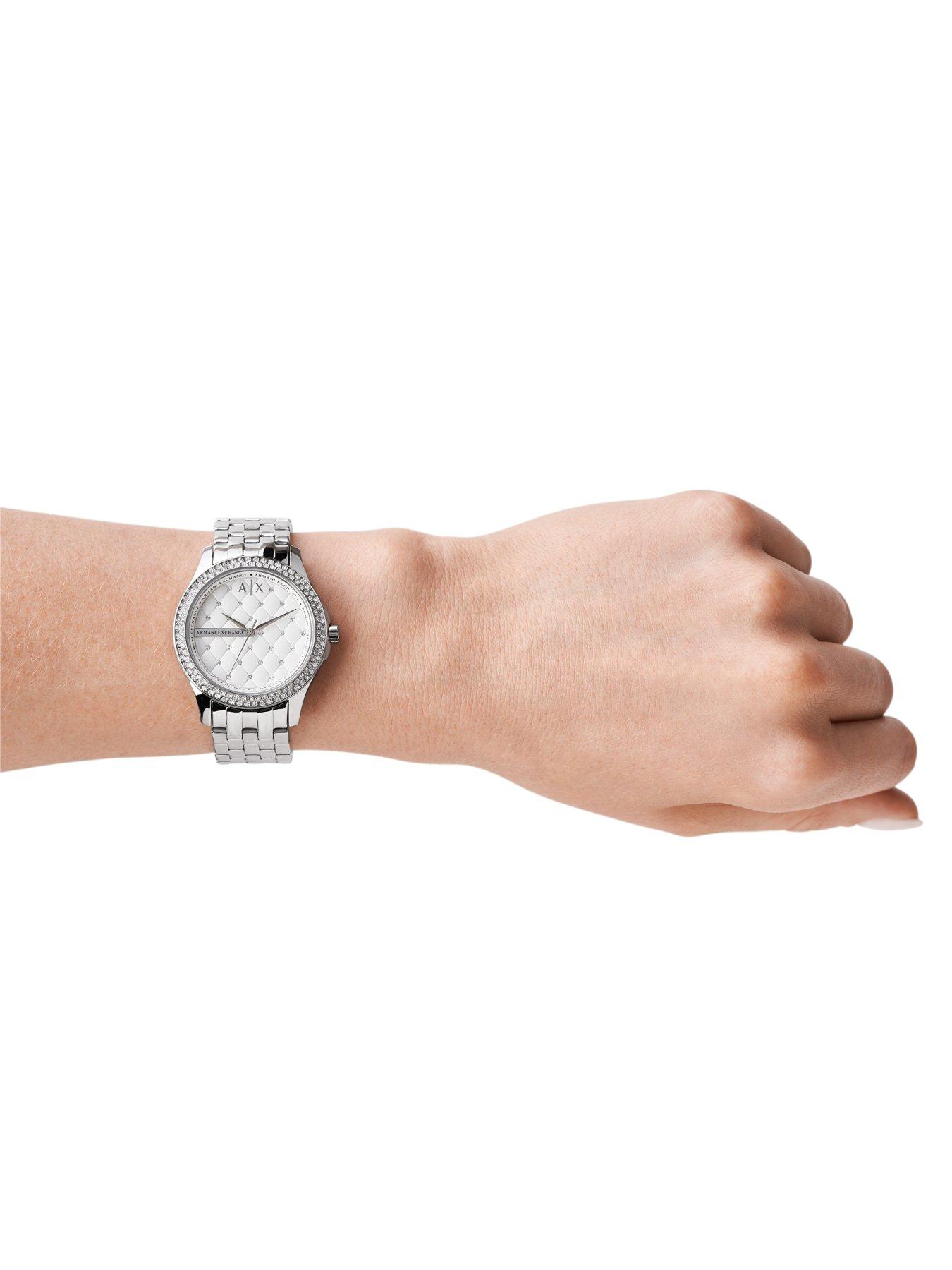 Armani Exchange Silver Dial Stainless Steel Bracelet Ladies Watch |  