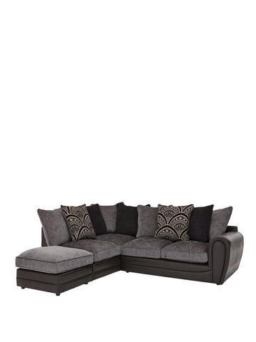 Sofas Black Fabric Corner, Dylan Leather Corner Sofa With Chaise Dimensions