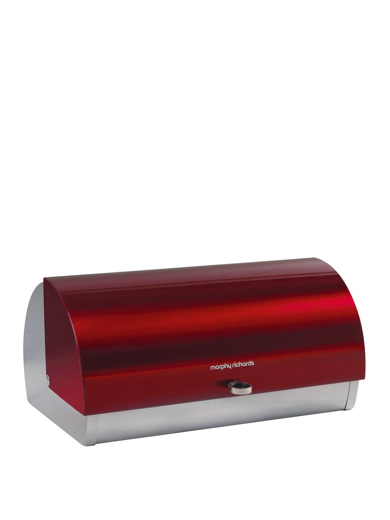 Product photograph of Morphy Richards Roll Top Bread Bin - Red from very.co.uk