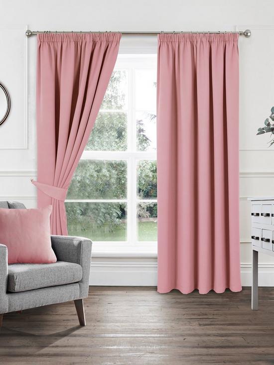 front image of woven-pleated-blackout-curtains