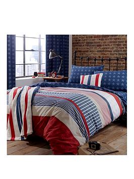 Catherine Lansfield Stars And Stripes Duvet Cover Set - Navy