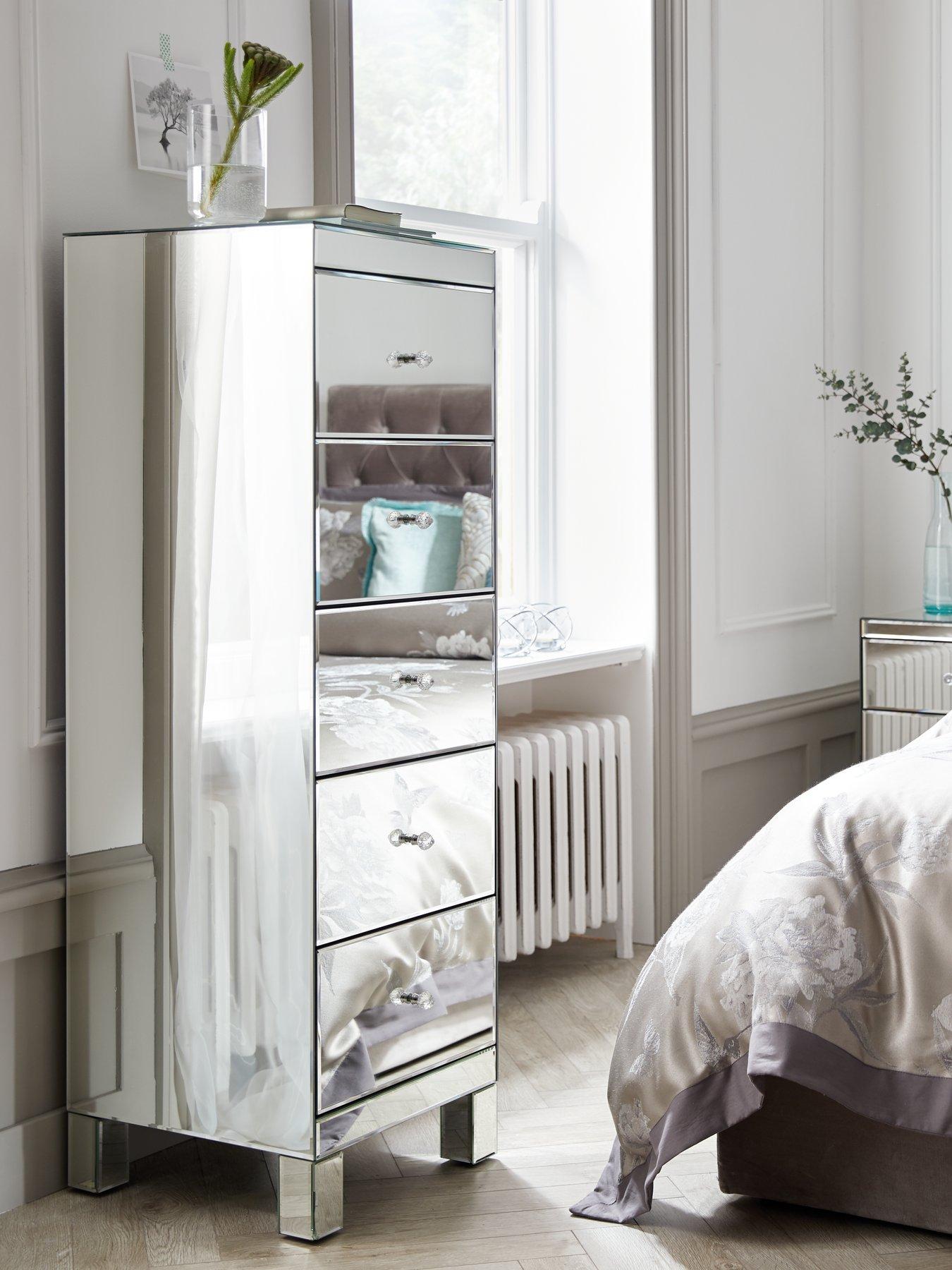 undefined Parisian Ready Assembled Mirrored Tall 5 Drawer Chest - FSC® Certified