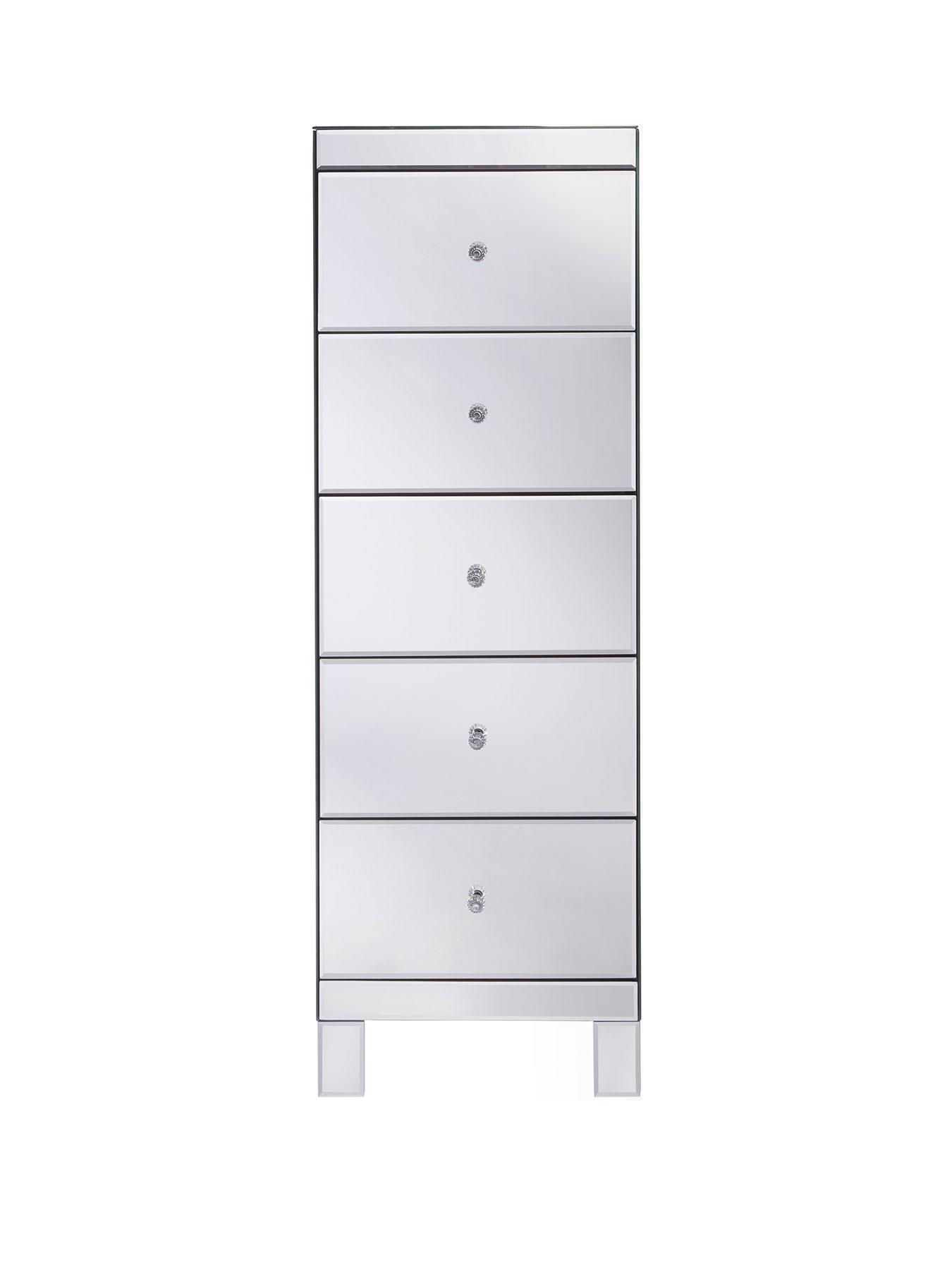 Image 2 of 7 of Very Home Parisian Ready Assembled Mirrored Tall 5 Drawer Chest - FSC&reg;&nbsp;Certified