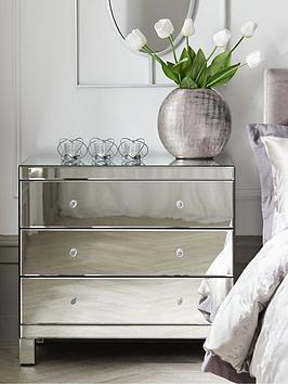 Product photograph of Very Home Parisian Ready Assembled Mirrored Wide 3 Drawer Chest - Fsc Reg Certified from very.co.uk