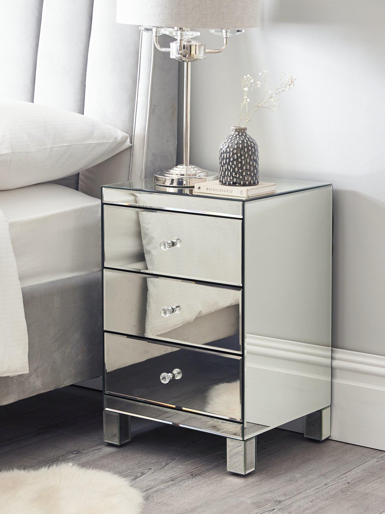 Tall mirrored deals bedside table