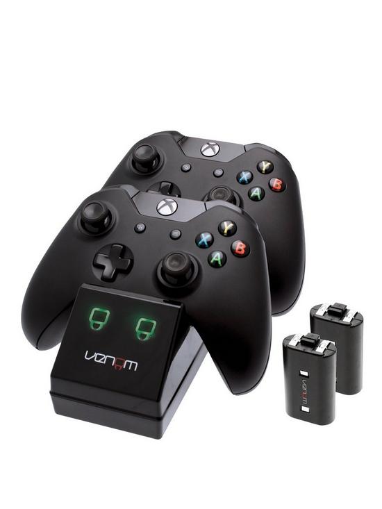 front image of venom-xbox-one-twin-docking-station-with-2-battery-packs