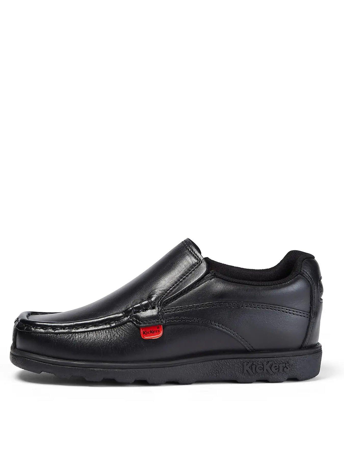 Kickers Boys Fragma Slip-On School Shoes - Black | very.co.uk