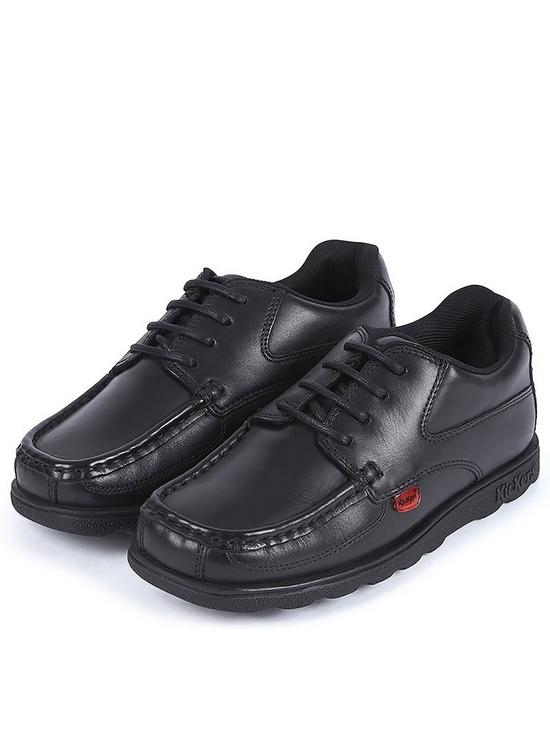 front image of kickers-fragma-lace-up-school-shoes-black