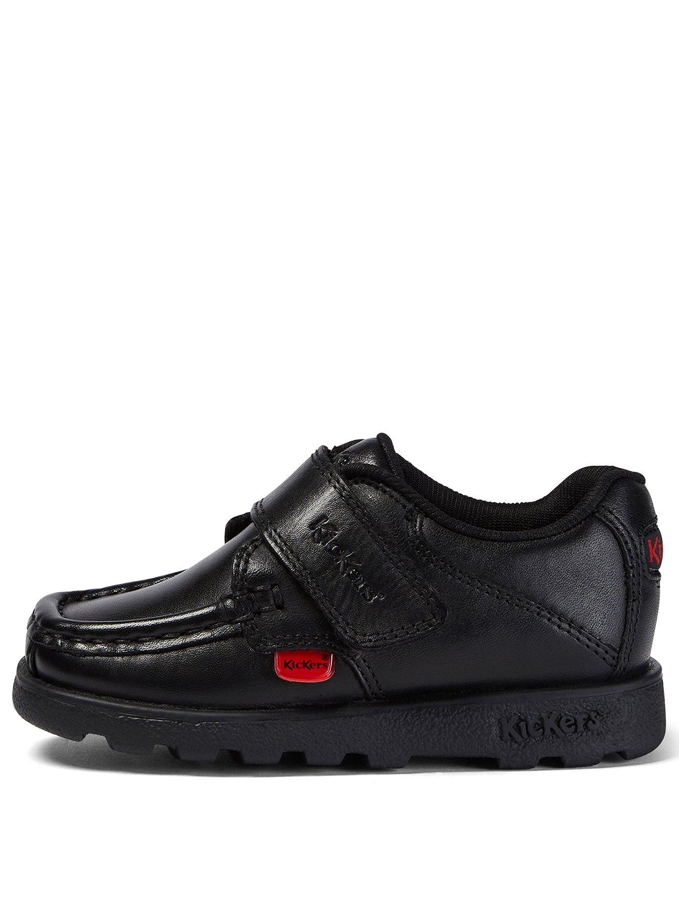 Kickers Younger Fragma Single Strap Leather Shoe - Black