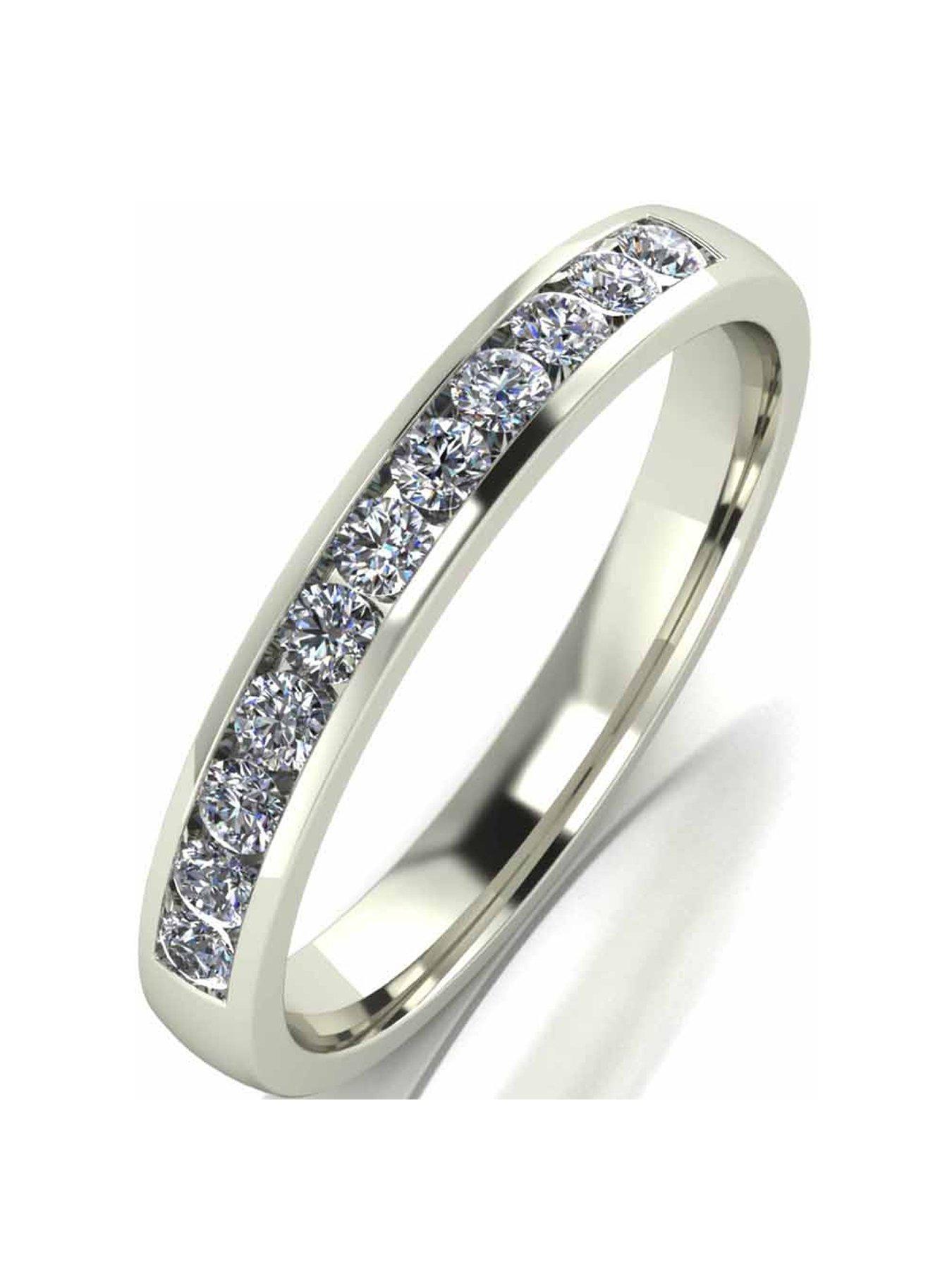 Moissanite 33 Point Moissanite 9 Carat White Gold Channel Set Eternity Ring