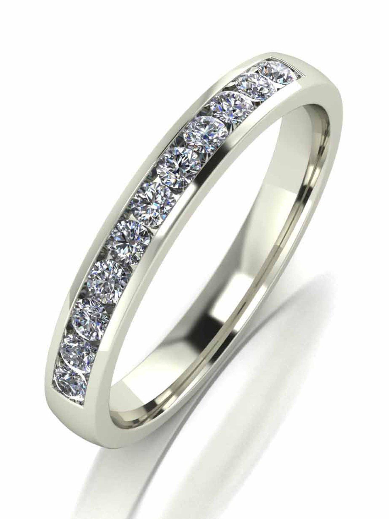 Moissanite 33 Point Moissanite 9 Carat White Gold Channel Set Eternity Ring