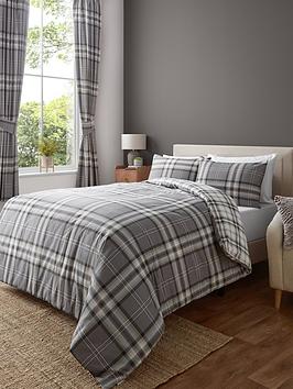 Catherine Lansfield Kelso Duvet Cover Set  - Charcoal Grey