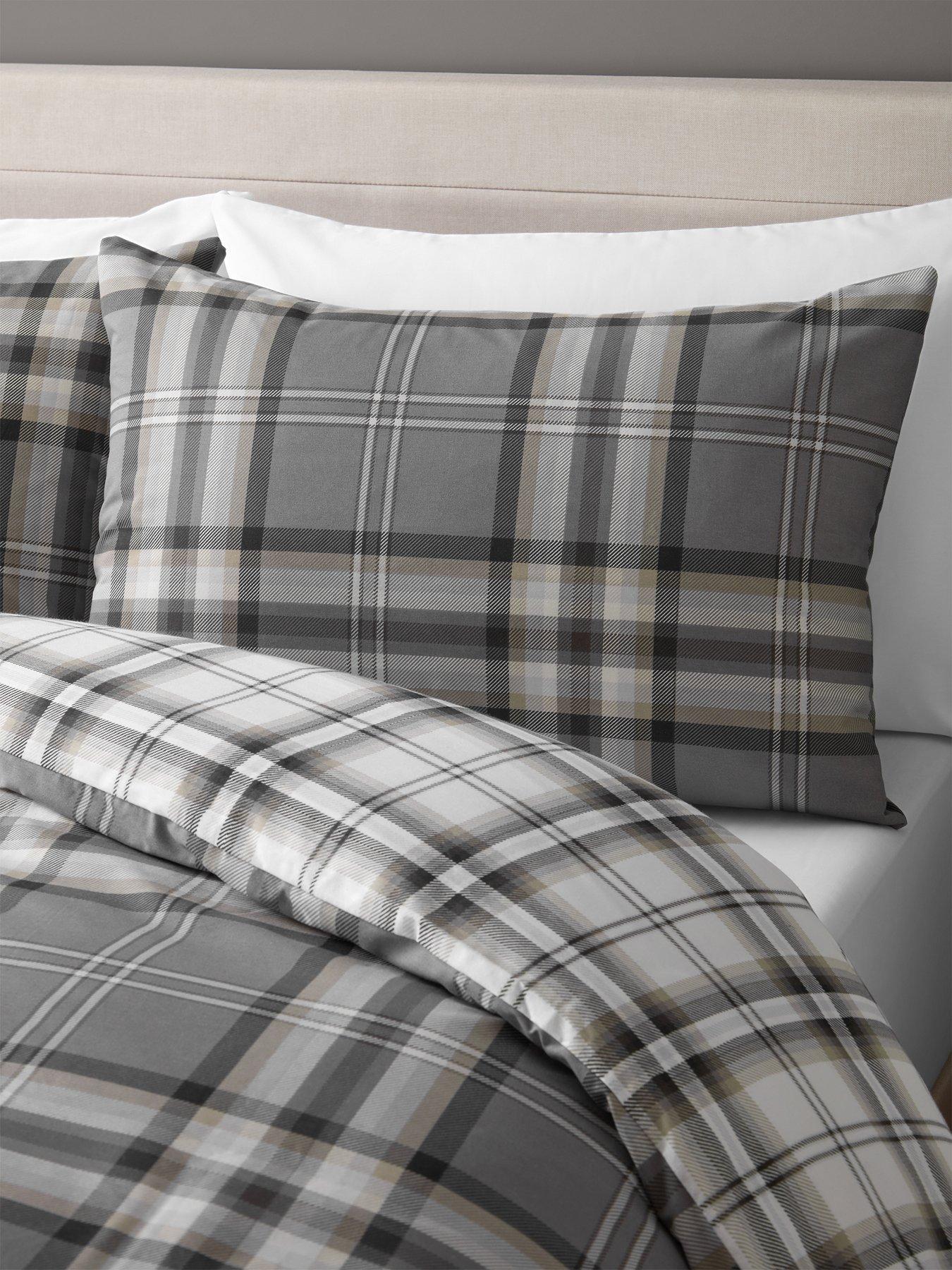 Catherine Lansfield Kelso Wende-Bettwäsche – Karomuster, Kingsize (220x230 Cm + 2 Kissen), Aus Recyceltem Polyester & Baumwolle