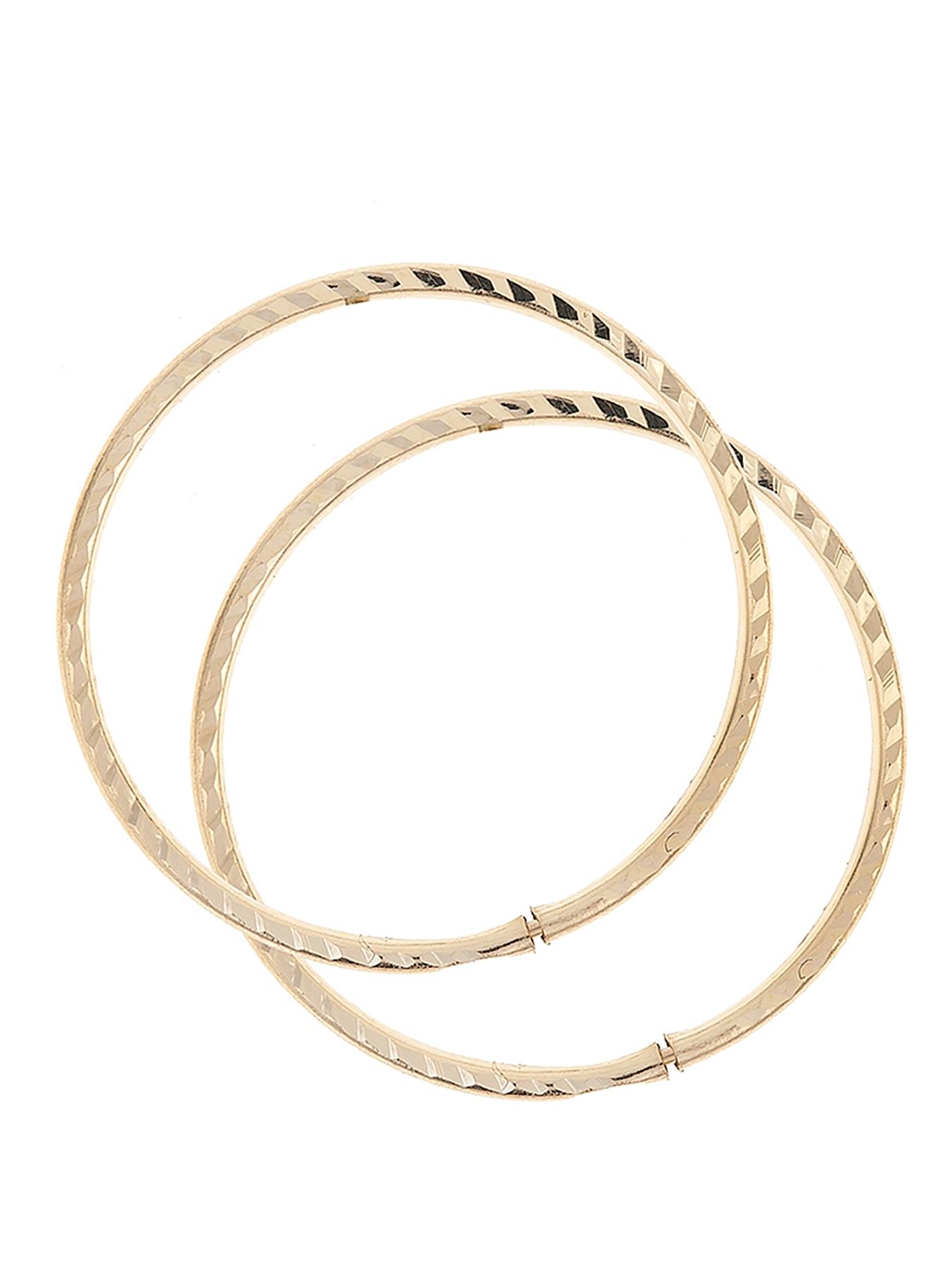  9 Carat Yellow Gold Set of Two Crimped Tube Hoops
