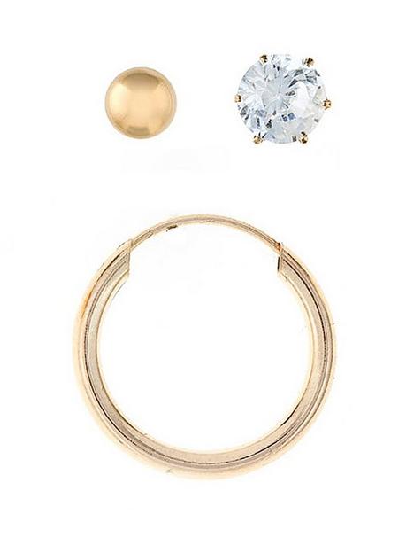 love-gold-9-carat-yellow-gold-mens-set-of-3-ball-stud-hoop-and-cubic-zirconia-earrings