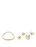  image of love-gold-9-carat-yellow-gold-mens-set-of-3-ball-stud-hoop-and-cubic-zirconia-earrings
