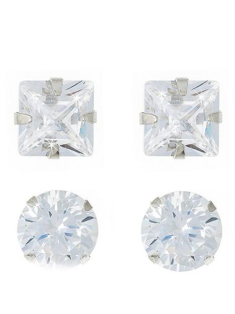 love-gem-9-carat-white-gold-set-of-2-5-mm-cubic-zirconia-round-and-square-stud-earrings