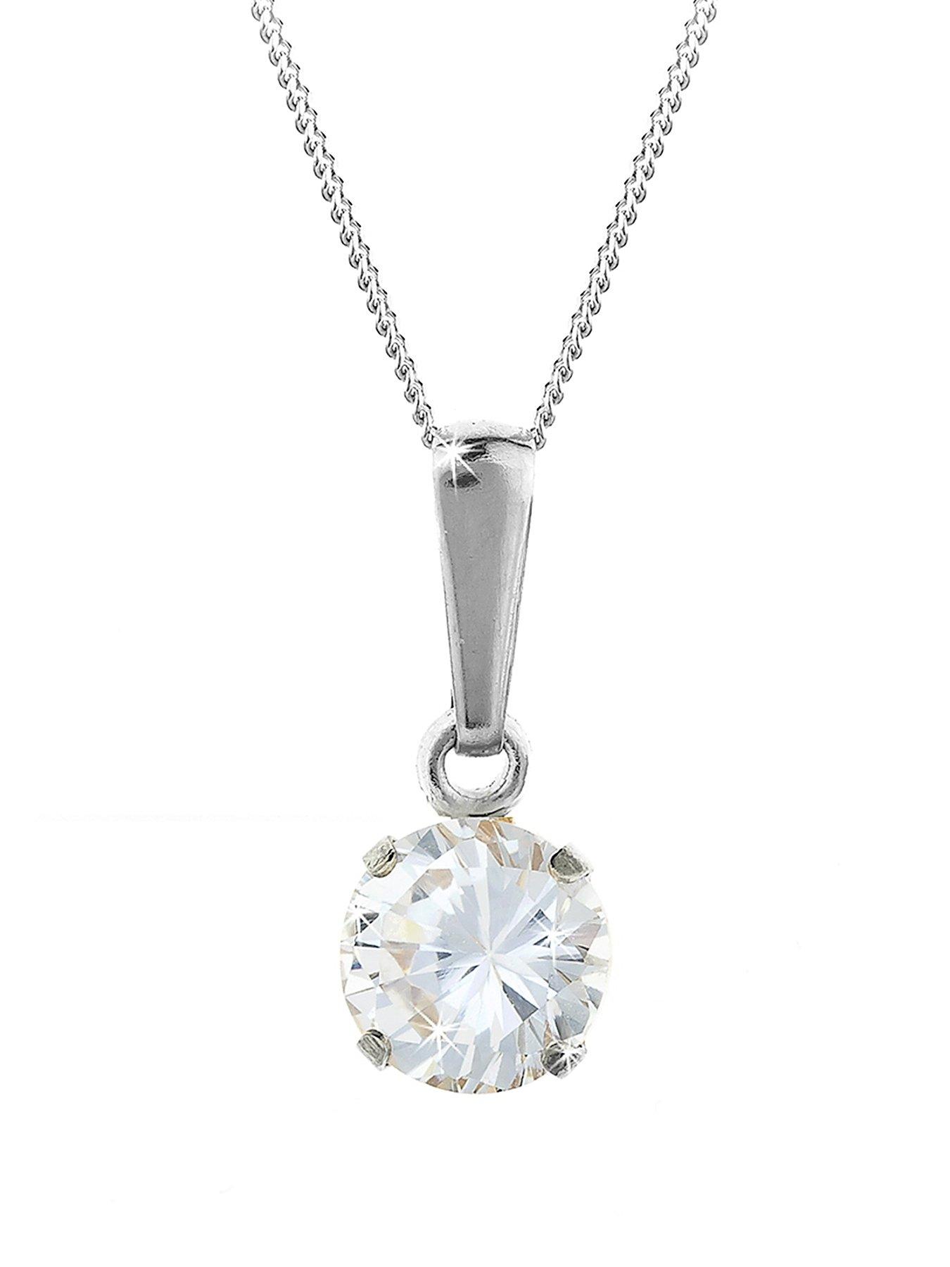 Love Gem 9 Carat White Gold 6Mm Round White Cubic Zirconia Pendant review