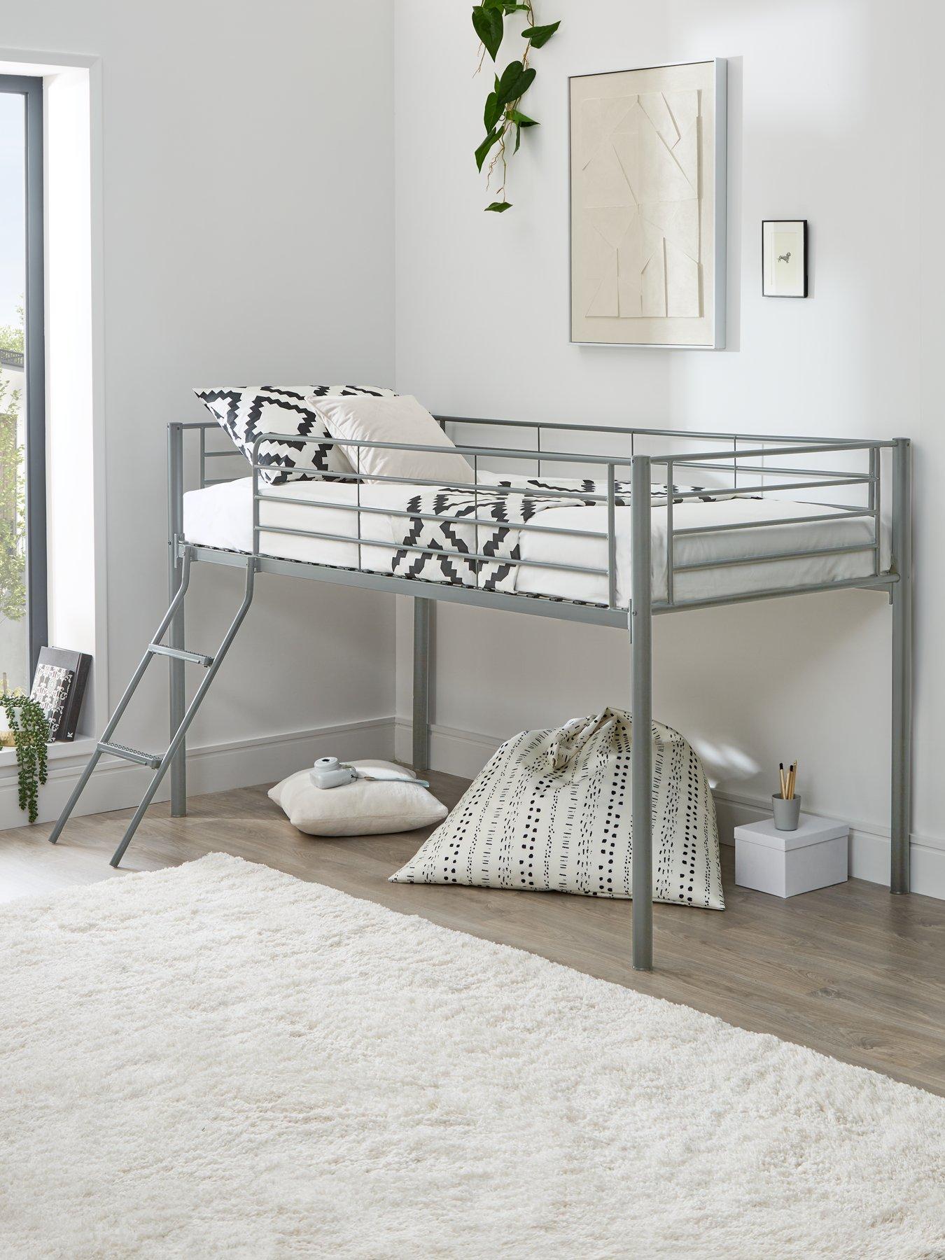 White metal store mid sleeper bed