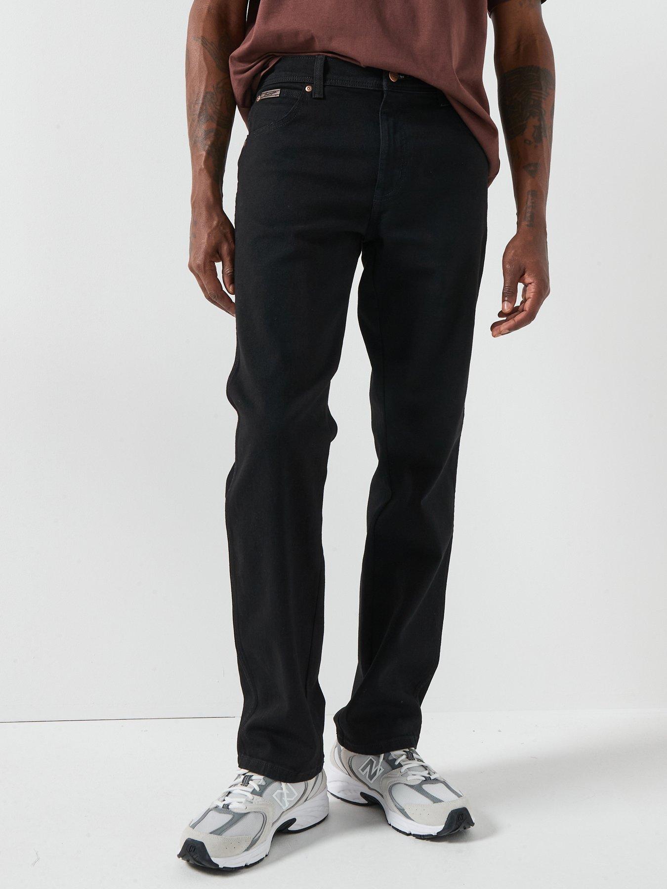 Wrangler Texas Straight Fit Jeans, Black, Size 32, Inside Leg S=30 Inch, Men