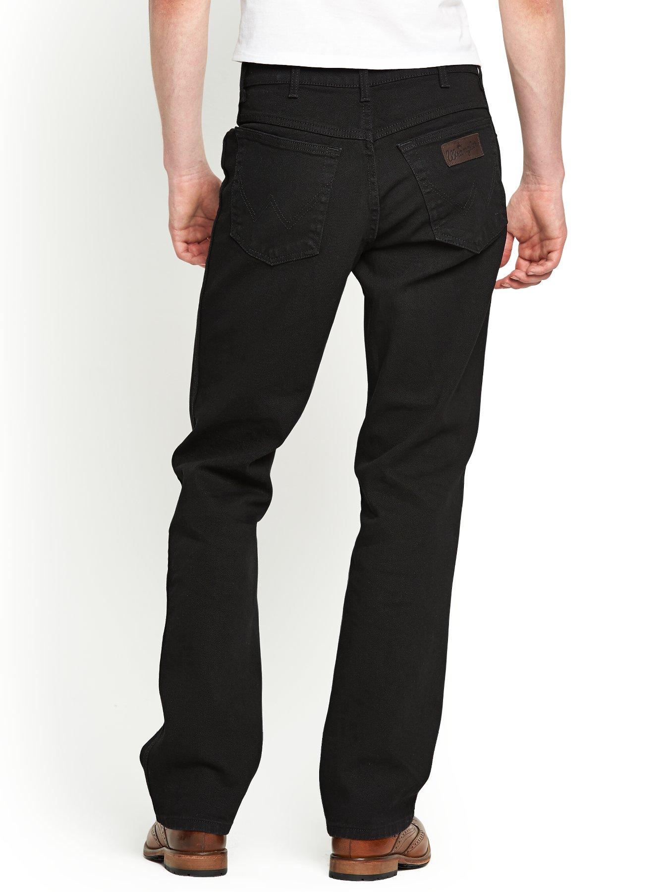 Wrangler Mens Texas Stretch Straight Jeans - Black | very.co.uk