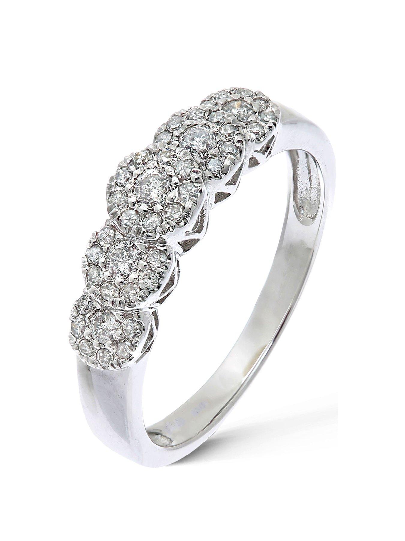 undefined 9 Carat White Gold, 35 Point 5 Cluster Eternity Ring
