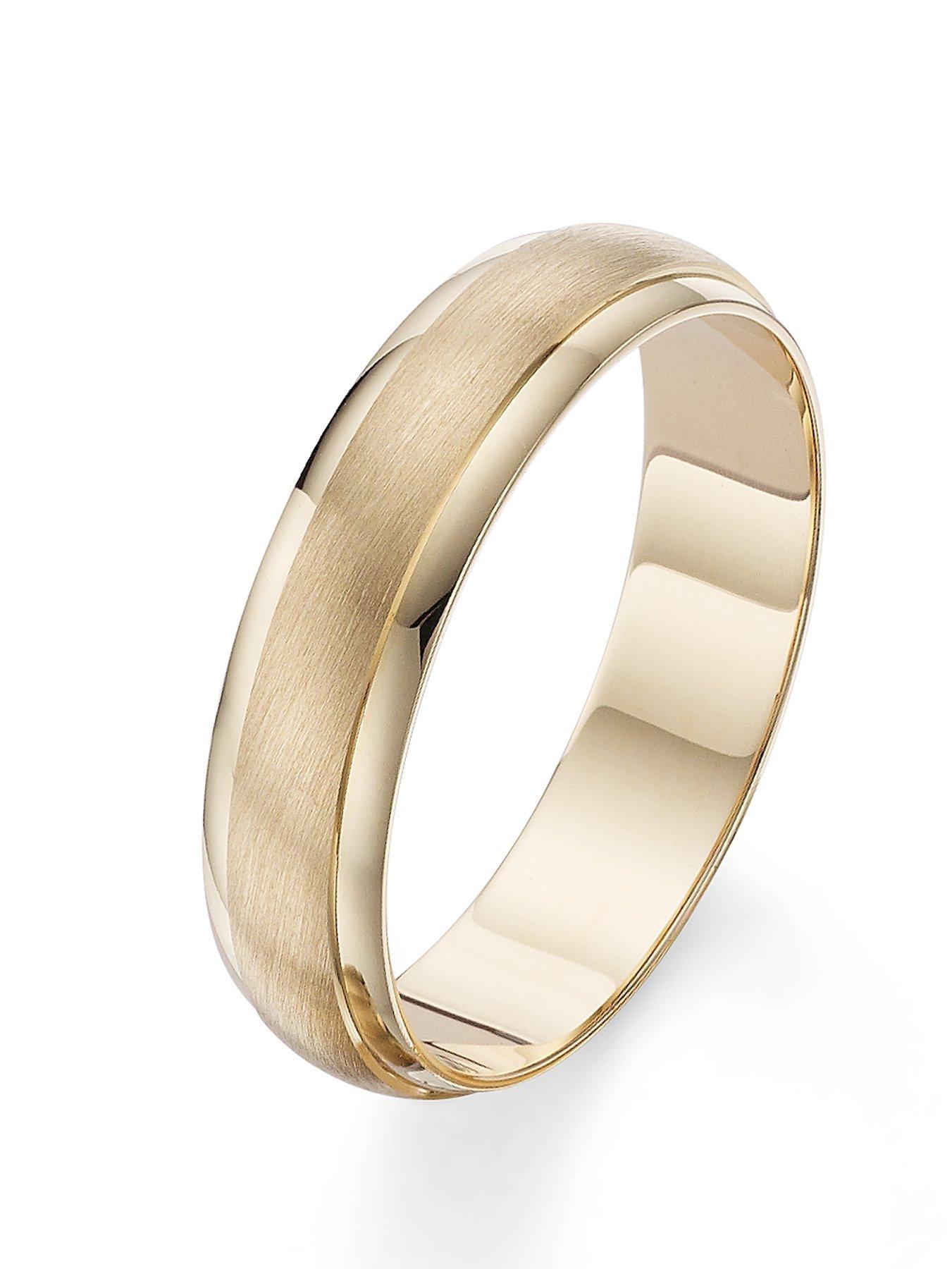 The Love Collection 9 Carat Yellow Gold 6mm Matt and Polished Wedding Band