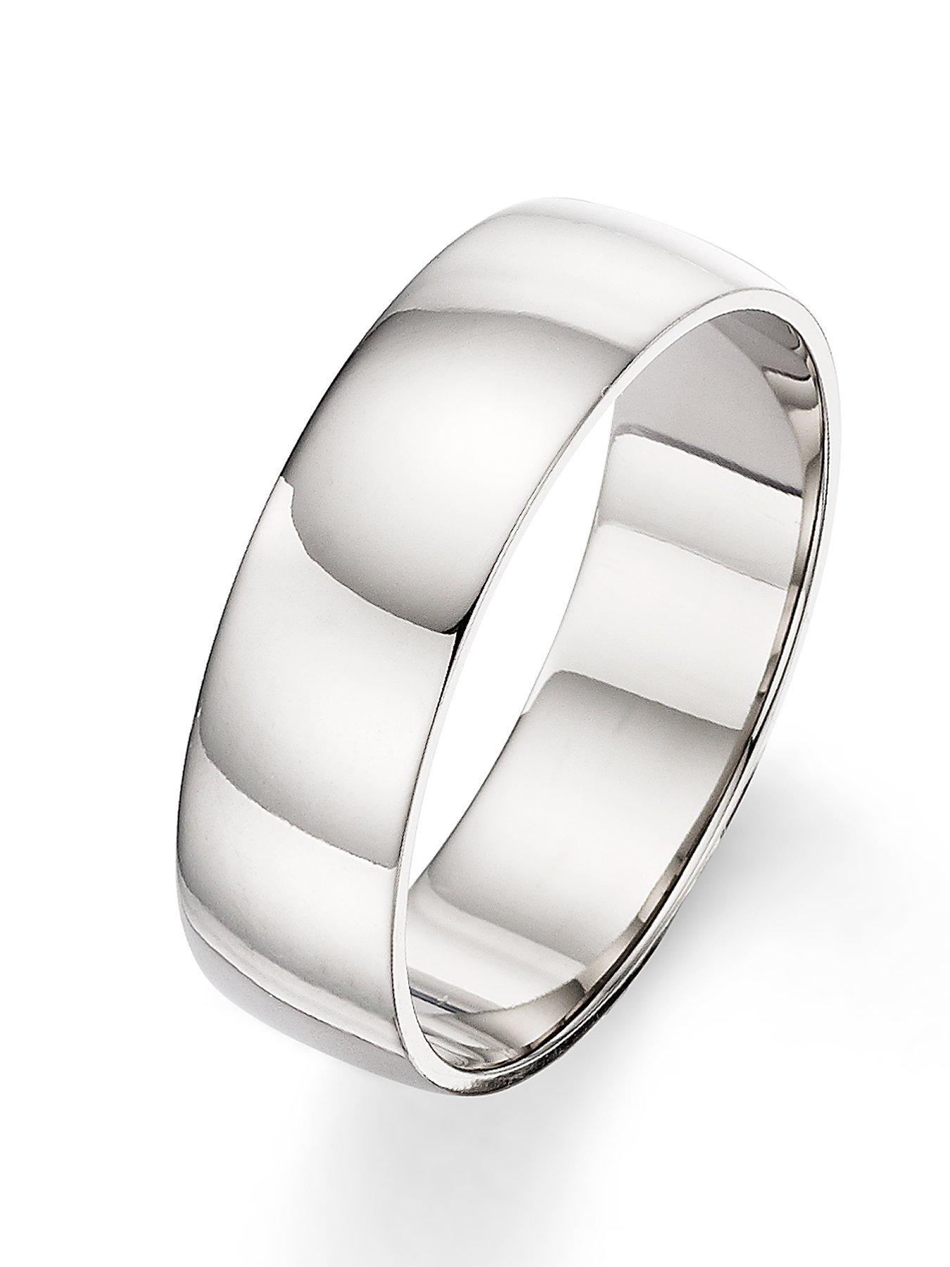 Product photograph of The Love Collection Palladium 6 Mm D-shape Wedding Band from very.co.uk