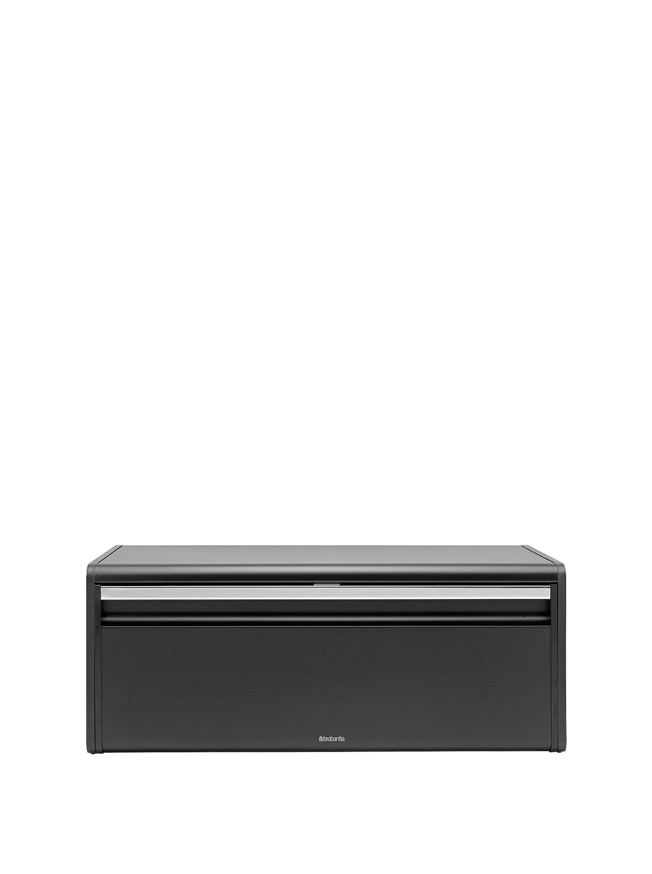 Product photograph of Brabantia Matt Black Fall Front Bread Bin from very.co.uk