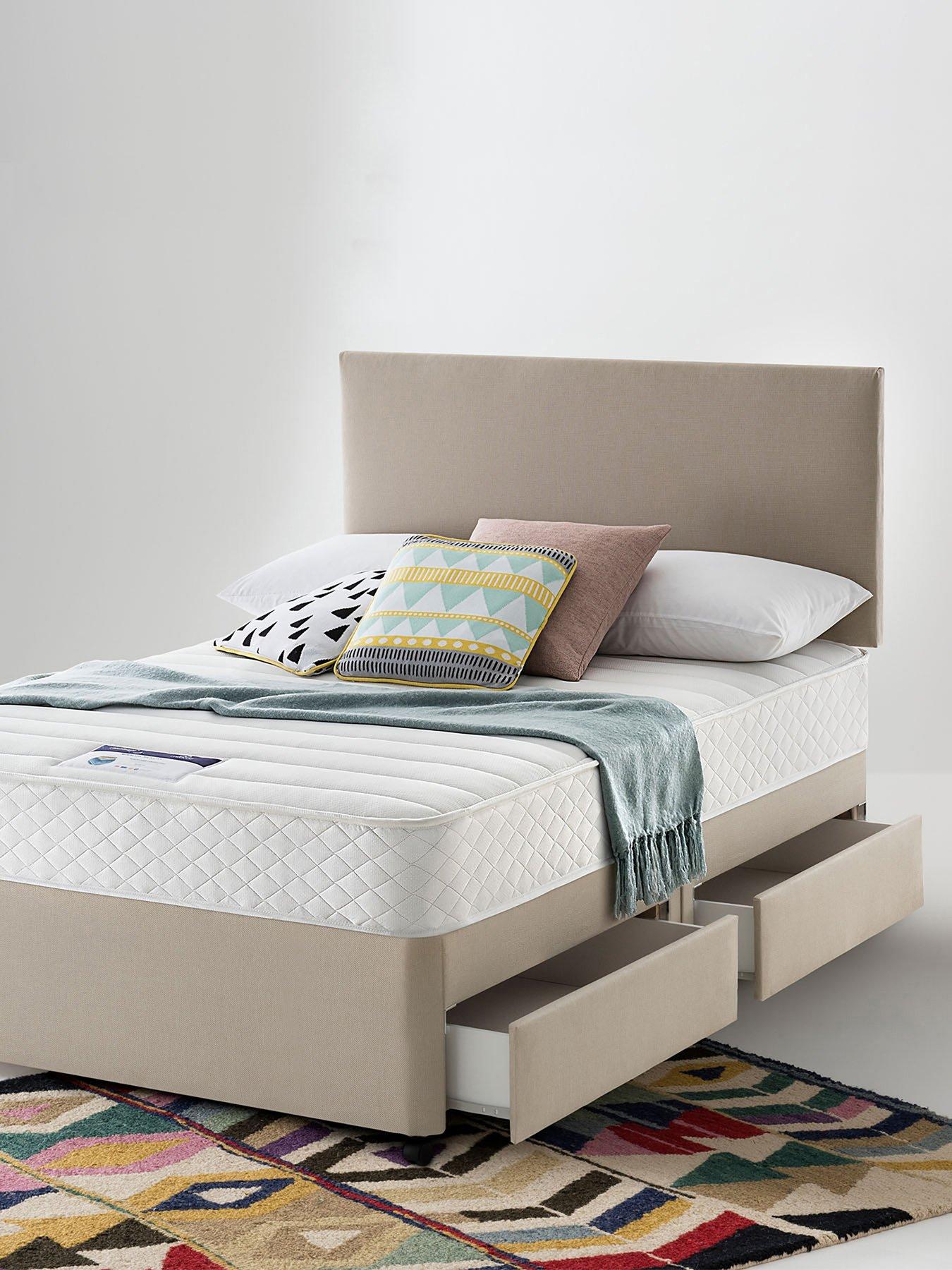 Sprung divan base on sale and headboard