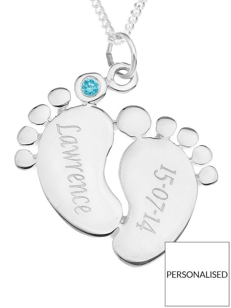 the-love-silver-collection-personalised-sterling-silver-cubic-zirconia-set-baby-feet-pendant