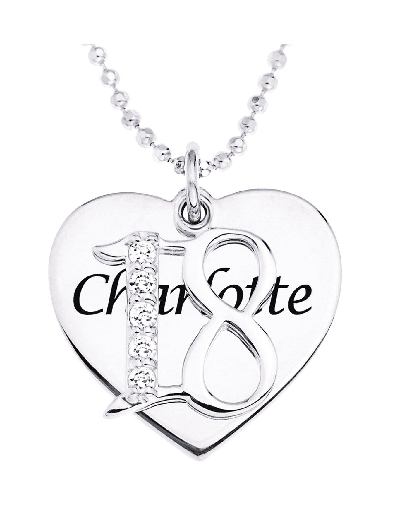 Product photograph of The Love Collection Personalised Sterling Silver Coming Of Age Cubic Zirconia Set Pendant from very.co.uk