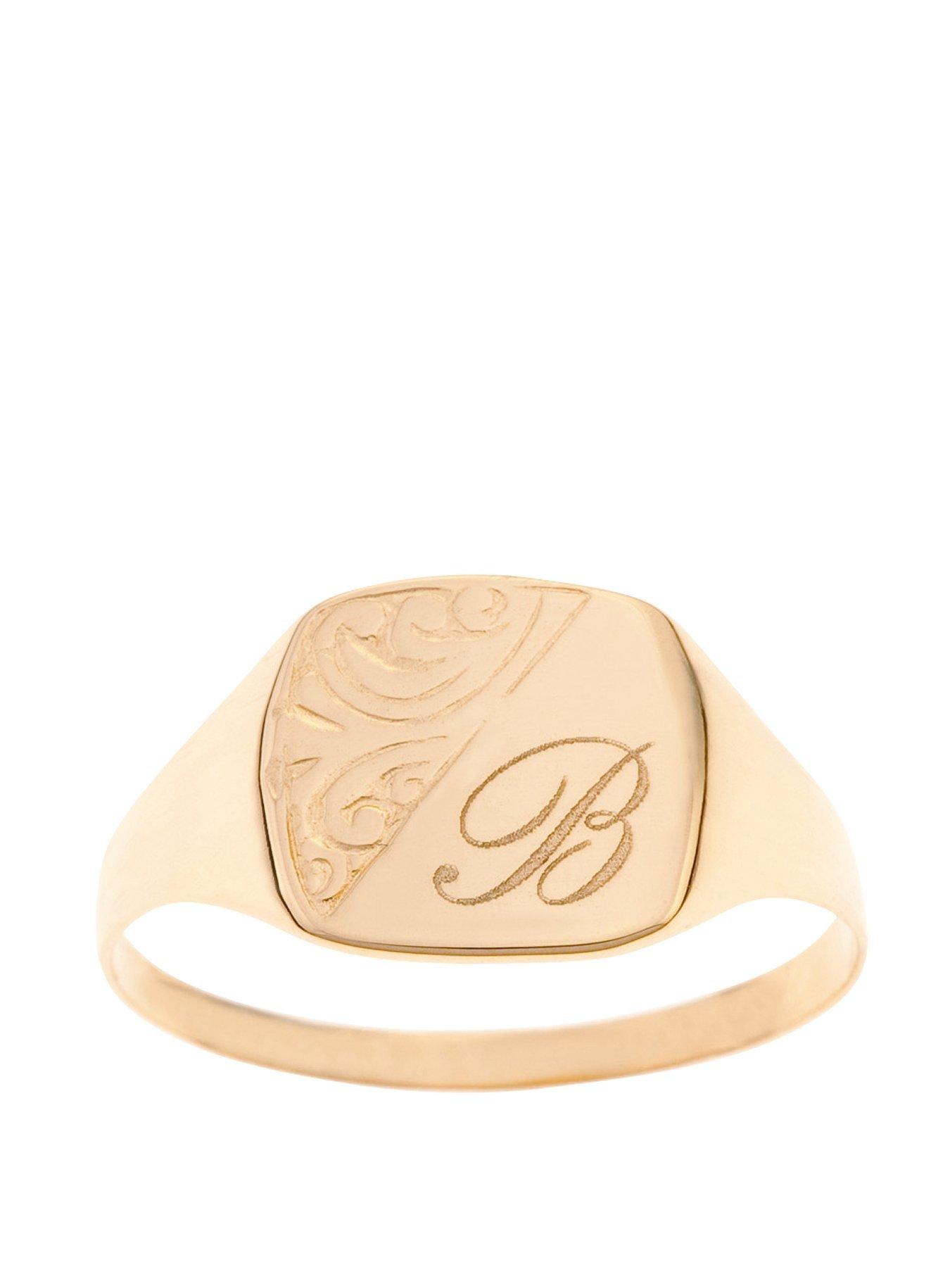 Jewellery & watches Personalised 9 Carat Yellow Gold Half Engraved Ring