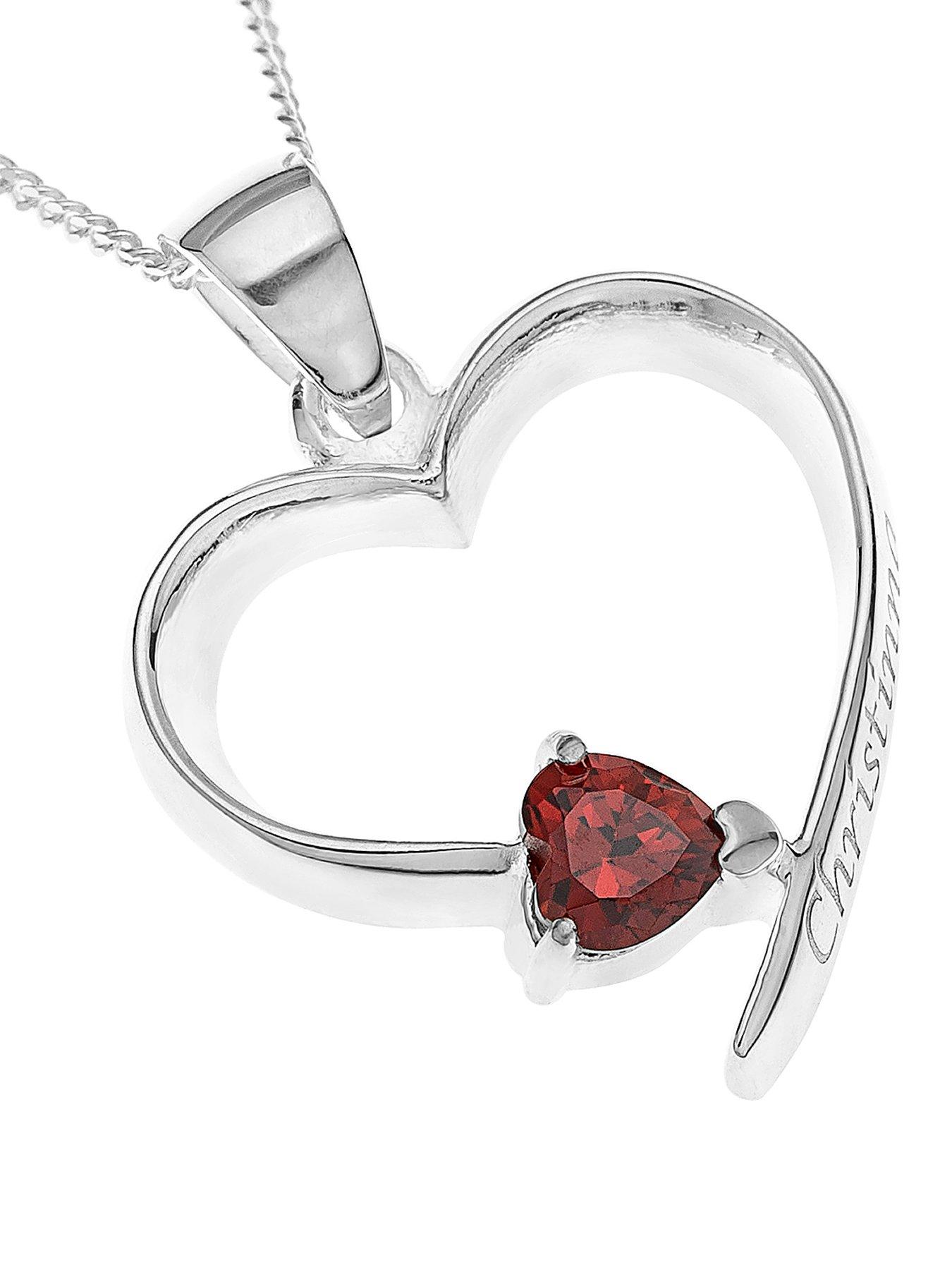 Image 3 of 6 of The Love Collection Personalised Sterling Silver Birth Stone Heart Pendant