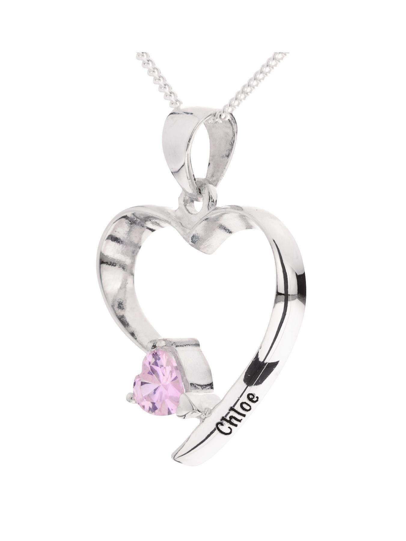 Image 4 of 6 of The Love Collection Personalised Sterling Silver Birth Stone Heart Pendant