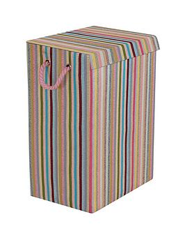 Product photograph of Minky Coloured Stripe Laundry Hamper - Multi from very.co.uk
