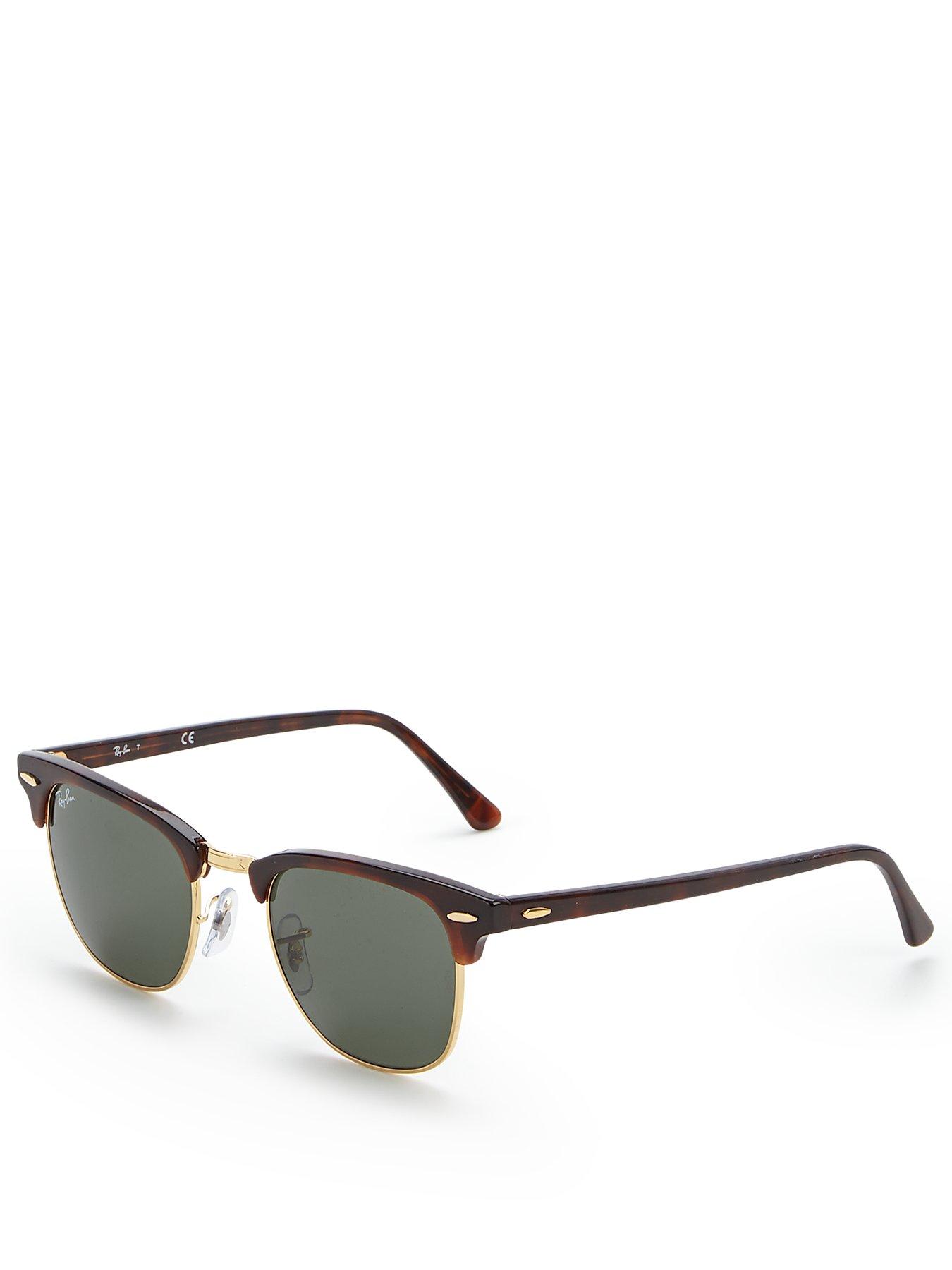 Ray-Ban Clubmaster Square Sunglasses Mock Tortoise On Arista Frame With G-15 Green Lens