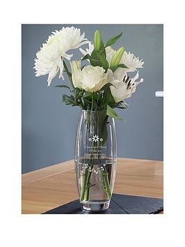 Product photograph of The Personalised Memento Company Personalised Floral Design Barrel Vase from very.co.uk