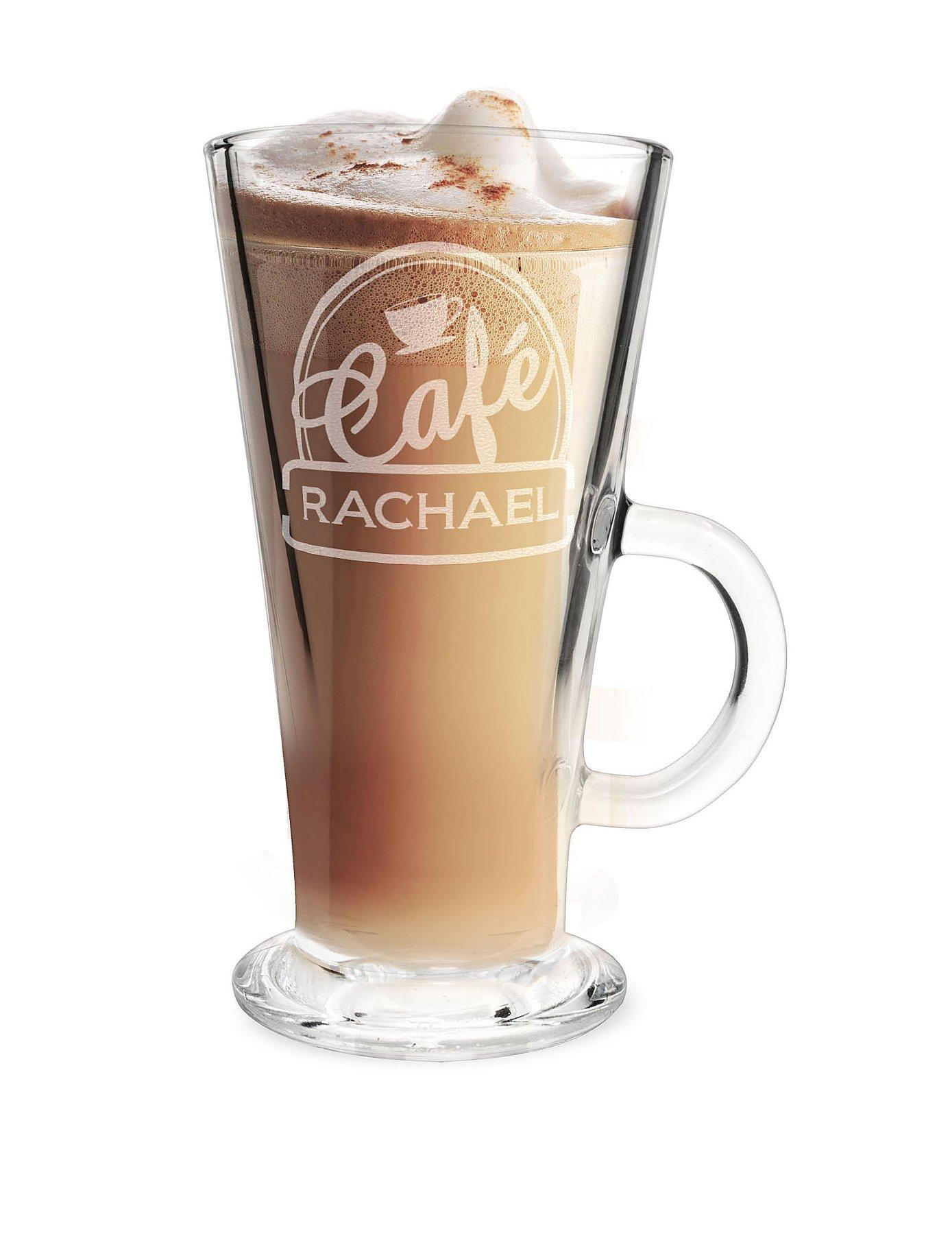Product photograph of The Personalised Memento Company Personalised Bistro Latte Glass from very.co.uk