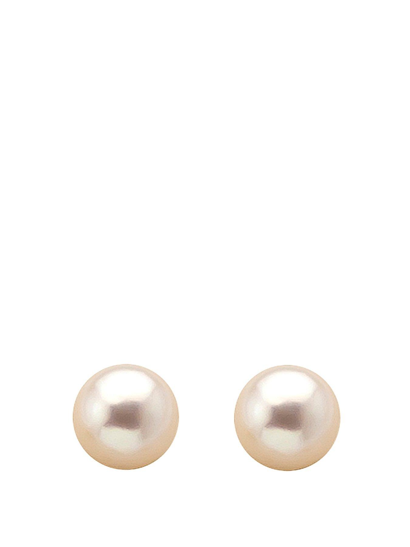 Love GEM 9 Carat White Gold Freshwater Pearl 6 mm Stud Earrings