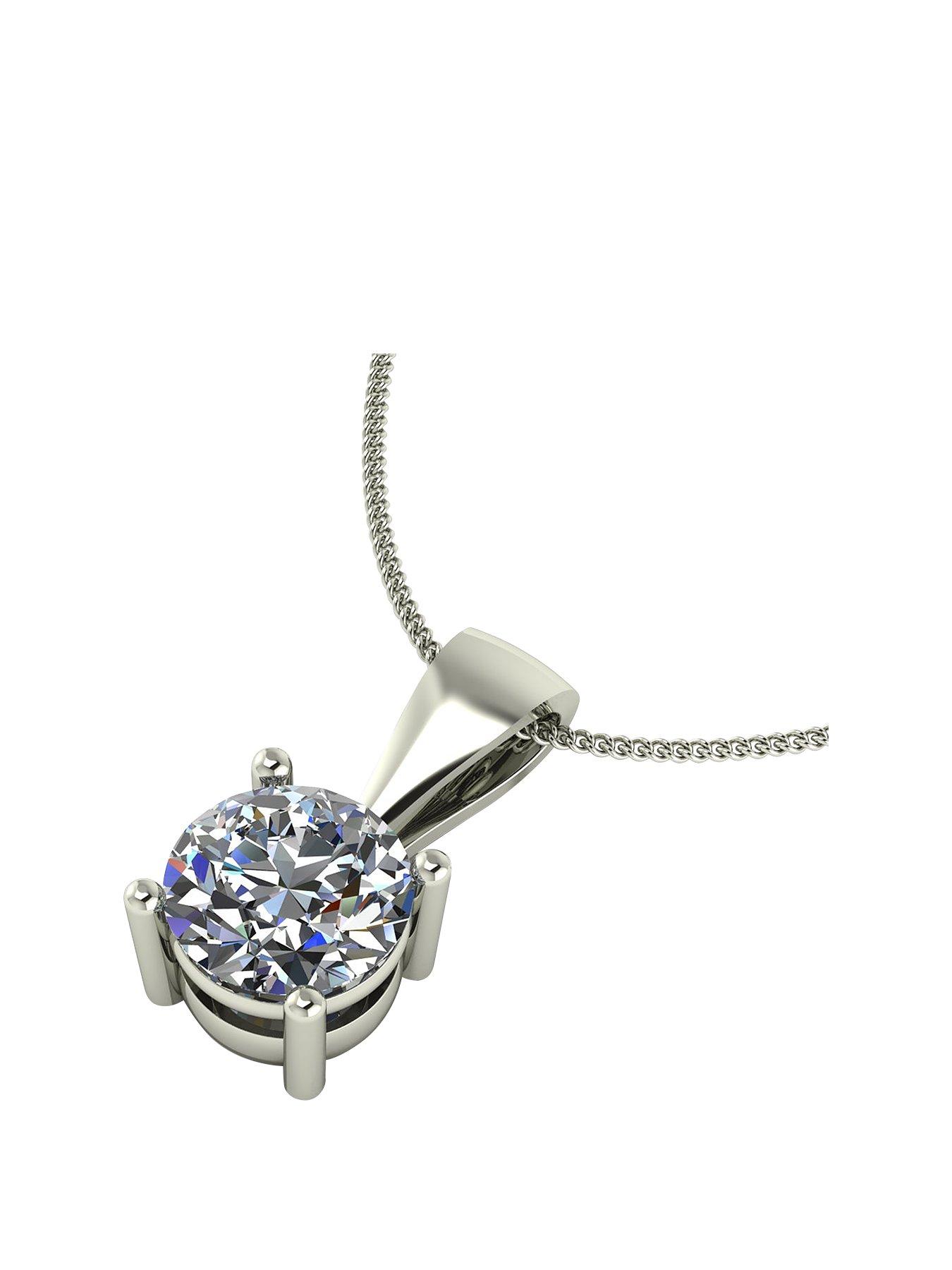 Product photograph of Moissanite 9 Carat White Gold 1 Carat Pendant from very.co.uk