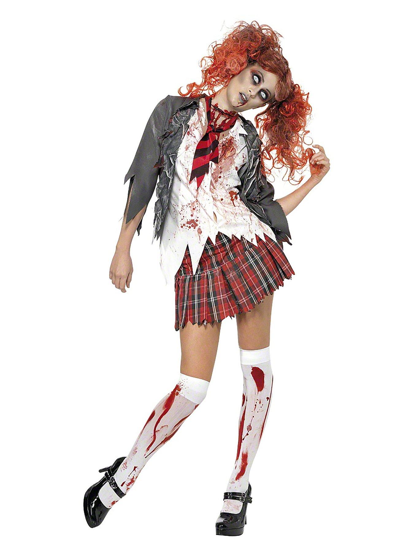 Kids Zombie School Girl Fancy Dress Outfit All In One Scary Costume - Foto 4
