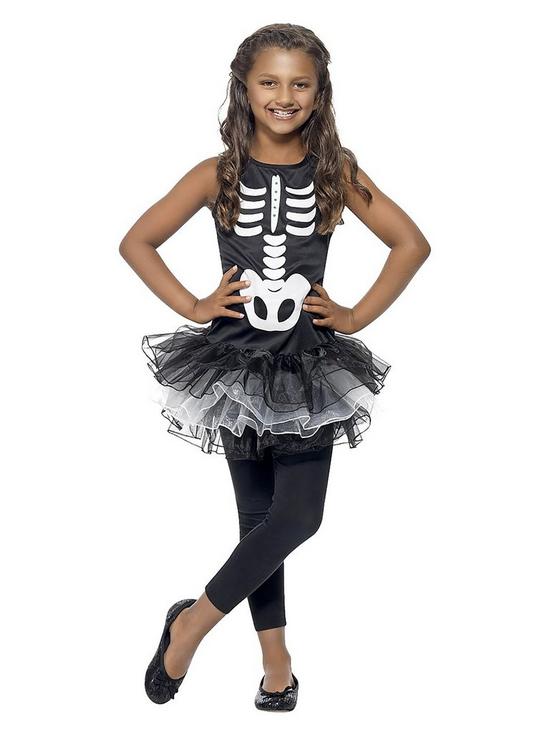 front image of girls-skeleton-tutu-child-costume