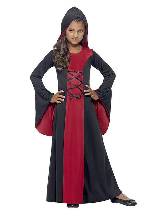 front image of girls-hooded-vampiress-child-costume