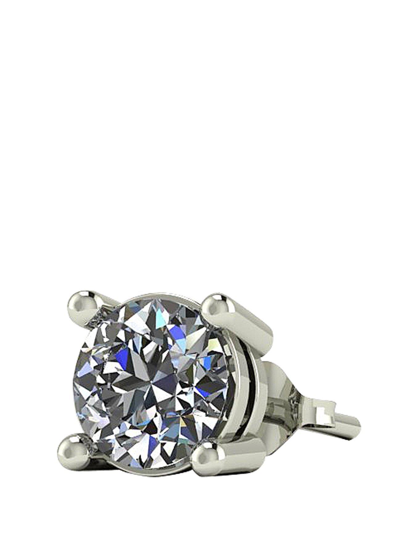 Moissanite 9 Carat Gold 50pt Solitaire Mens Earring