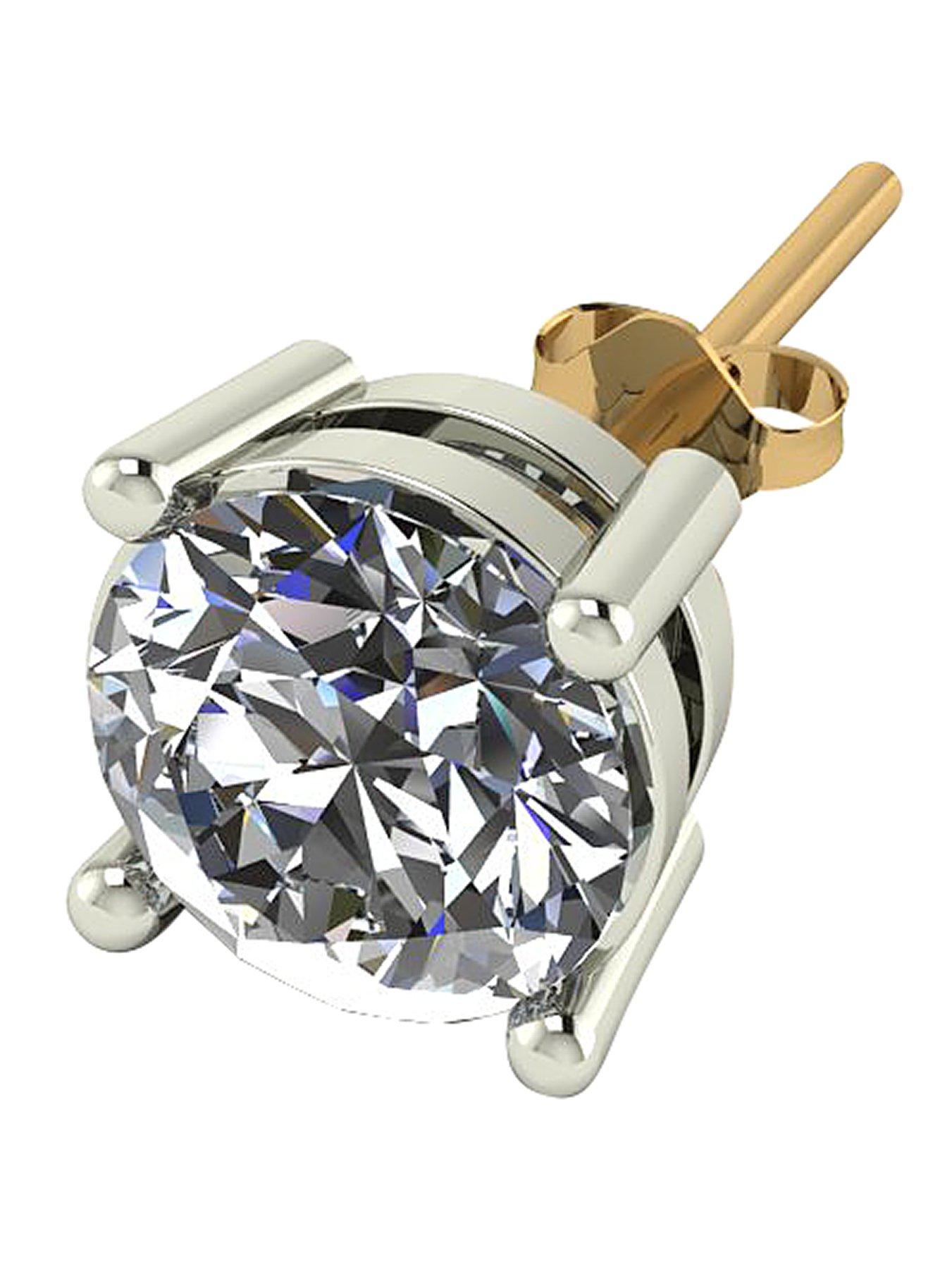 Moissanite 9 Carat Gold 50pt Solitaire Mens Earring