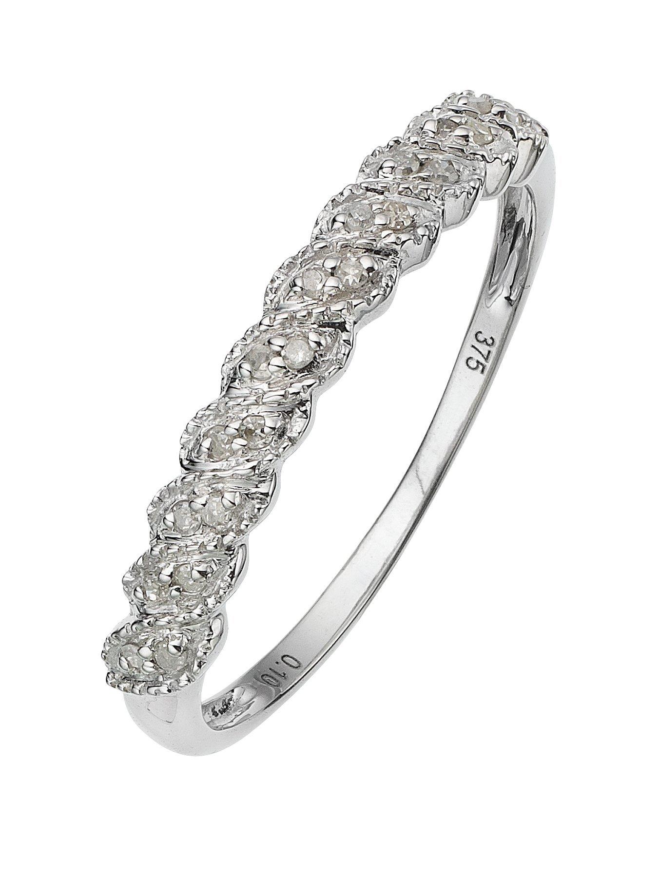 Product photograph of Love Diamond 9 Carat White Gold Diamond Half Eternity Ring from very.co.uk