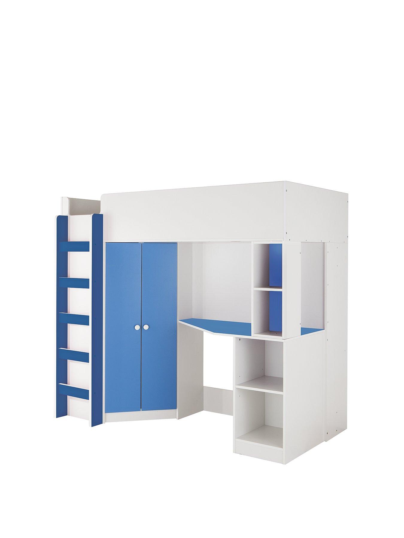 Kidspace New Metro High Sleeper Bed With Desk Wardrobe Shelves