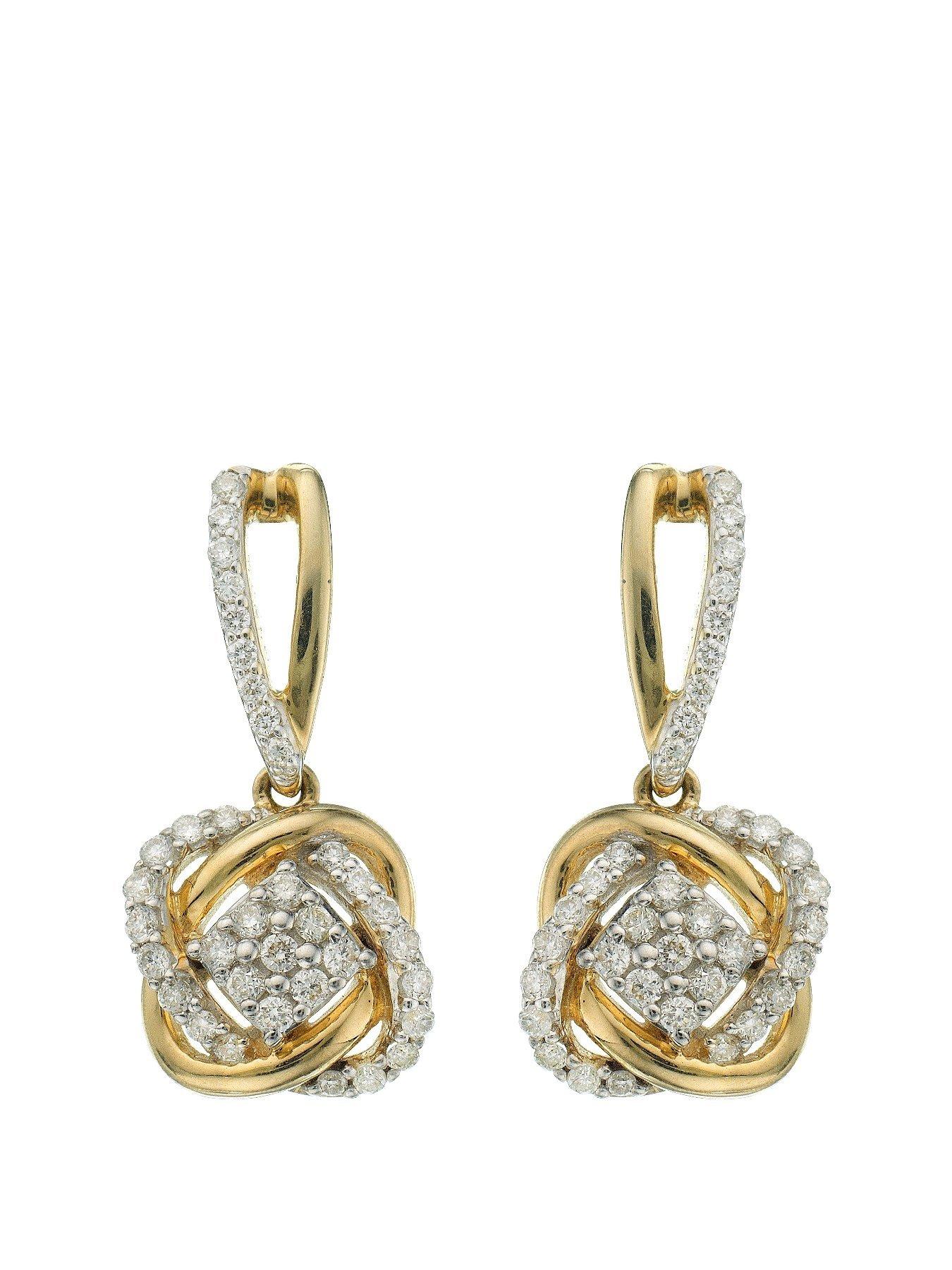  9 Carat Yellow Gold 33 Point Diamond Infinity Crossover Earrings