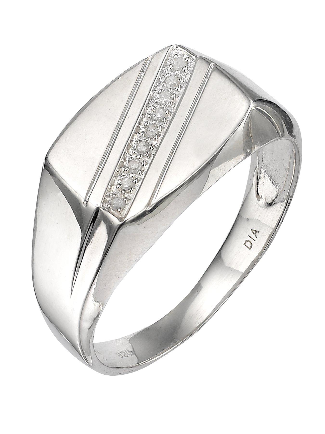 Mens sterling silver diamond on sale rings